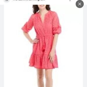 NWT Vince Camuto Pink Eyelet A-line Dress- Size 8